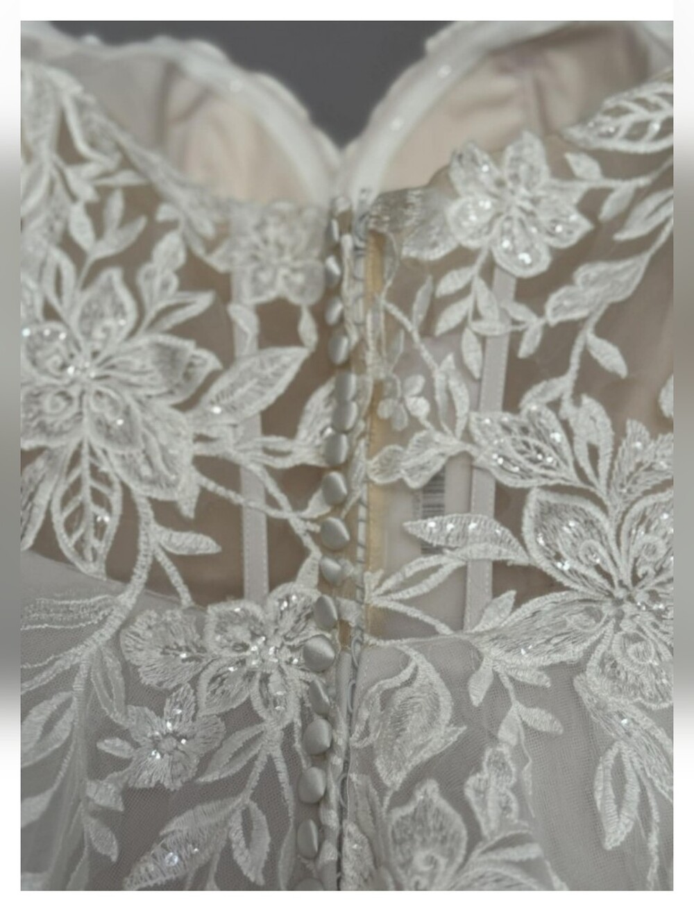 Strapless Lace Appliqué Wedding Gown - Allure Romance 3550L - Picture 6 of 8